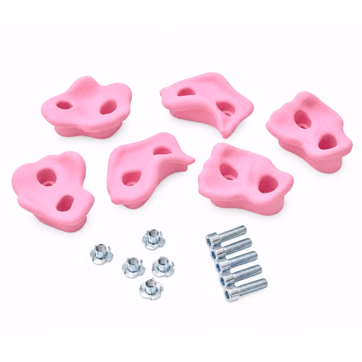 Set di 5 prese da arrampicata TRIBECCO con attacco - per pareti da arrampicata indoor e outdoor (rosa pastello)