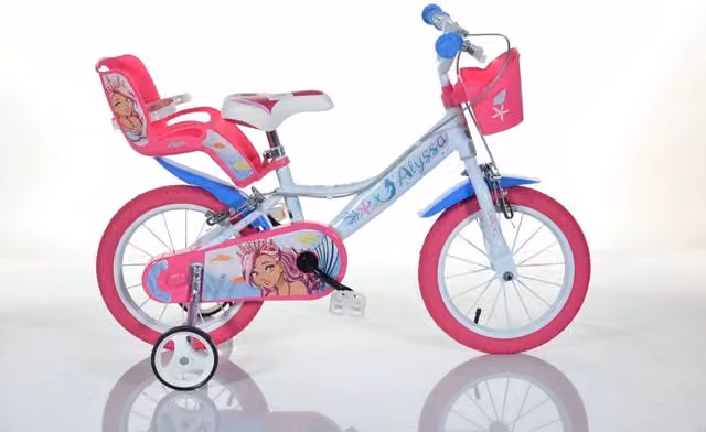 Bicicletta per bambini Sirenetta Alyssa 14 pollici rosa in metallo per età 4-6 anni e altezza 100-120 cm