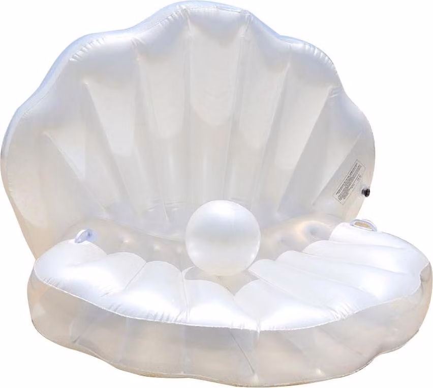Galleggiante a vongola gonfiabile per adulti Galleggiante per piscina Guscio di vongola gigante con letto galleggiante di perle