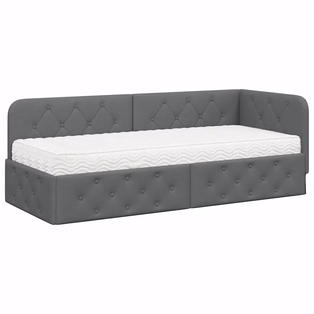 Letto ad angolo moderno vidaXL con chaise longue asimmetrica in tessuto grigio L: 204 cm, P: 140 cm, H: 84 cm – 2