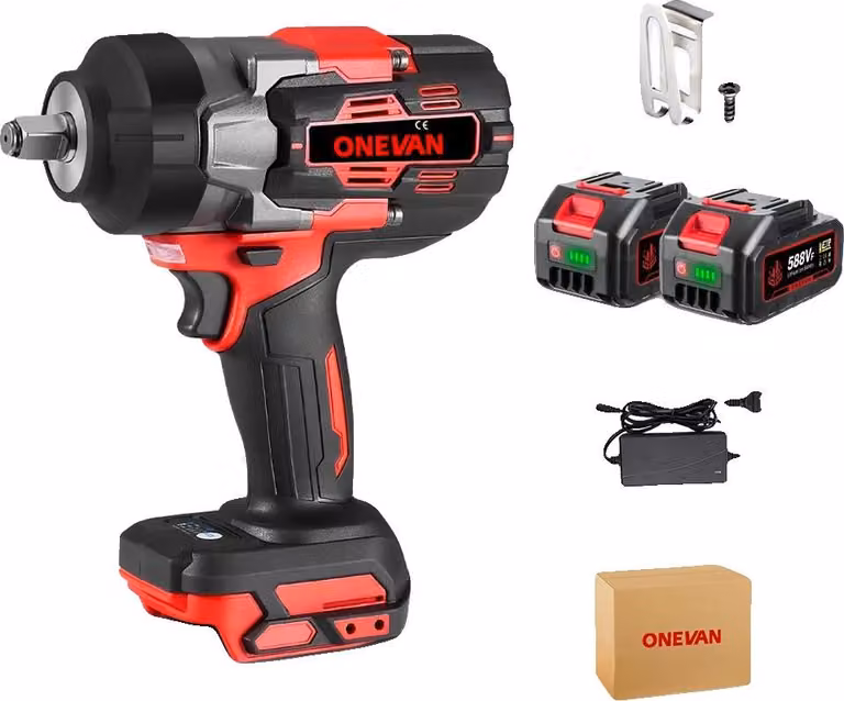 Avvitatore a percussione, coppia 2800 N.M, senza fili con batteria ricaricabile, set di 2 batterie A, EU-a