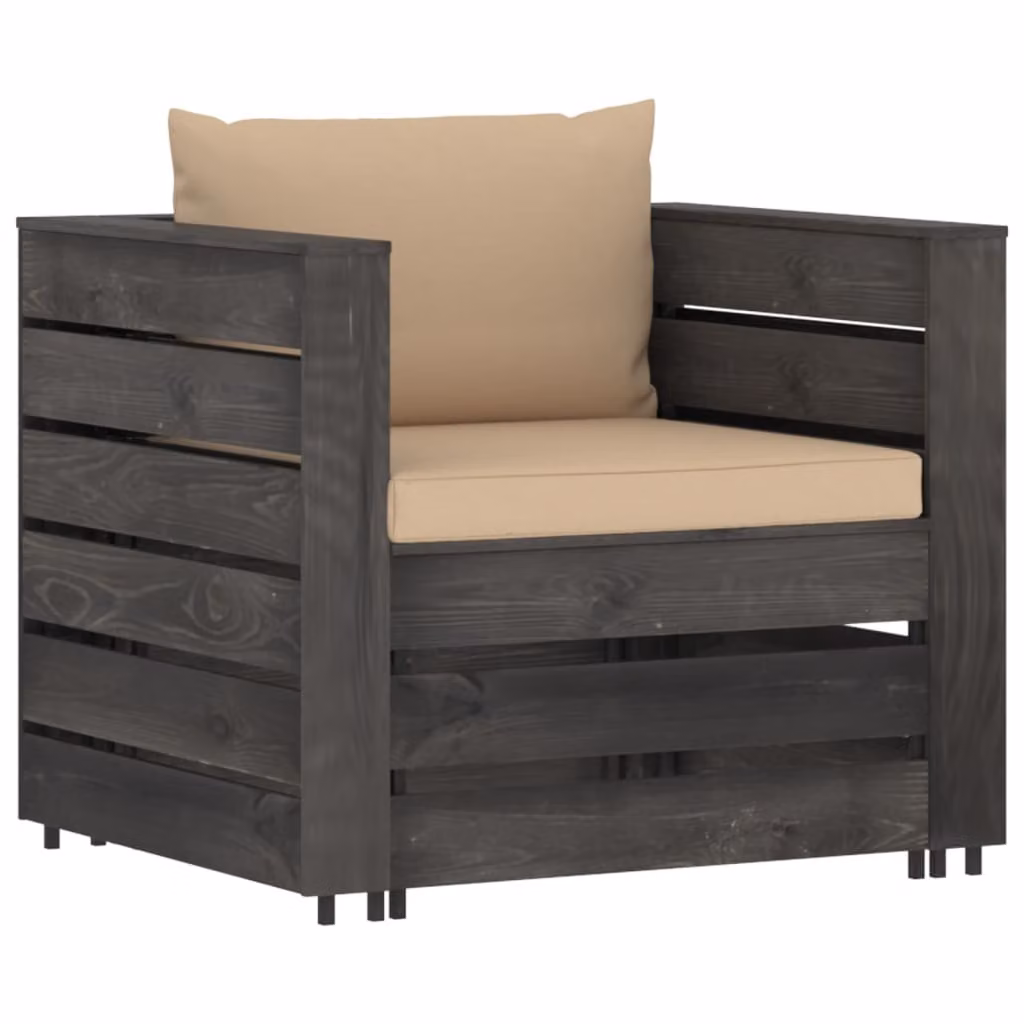 set da giardino 2 pezzi con cuscini Legno impregnato grigio