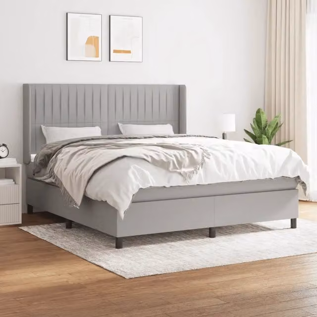 Giroletto a Molle con Materasso Grigio Chiaro180x200 cm Tessuto 3131609