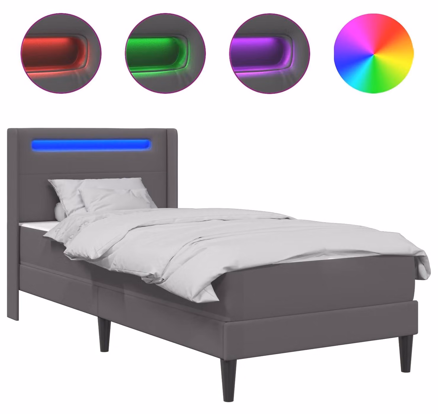 Struttura letto con materasso Grey 80 x 200 cm in Pelle finta