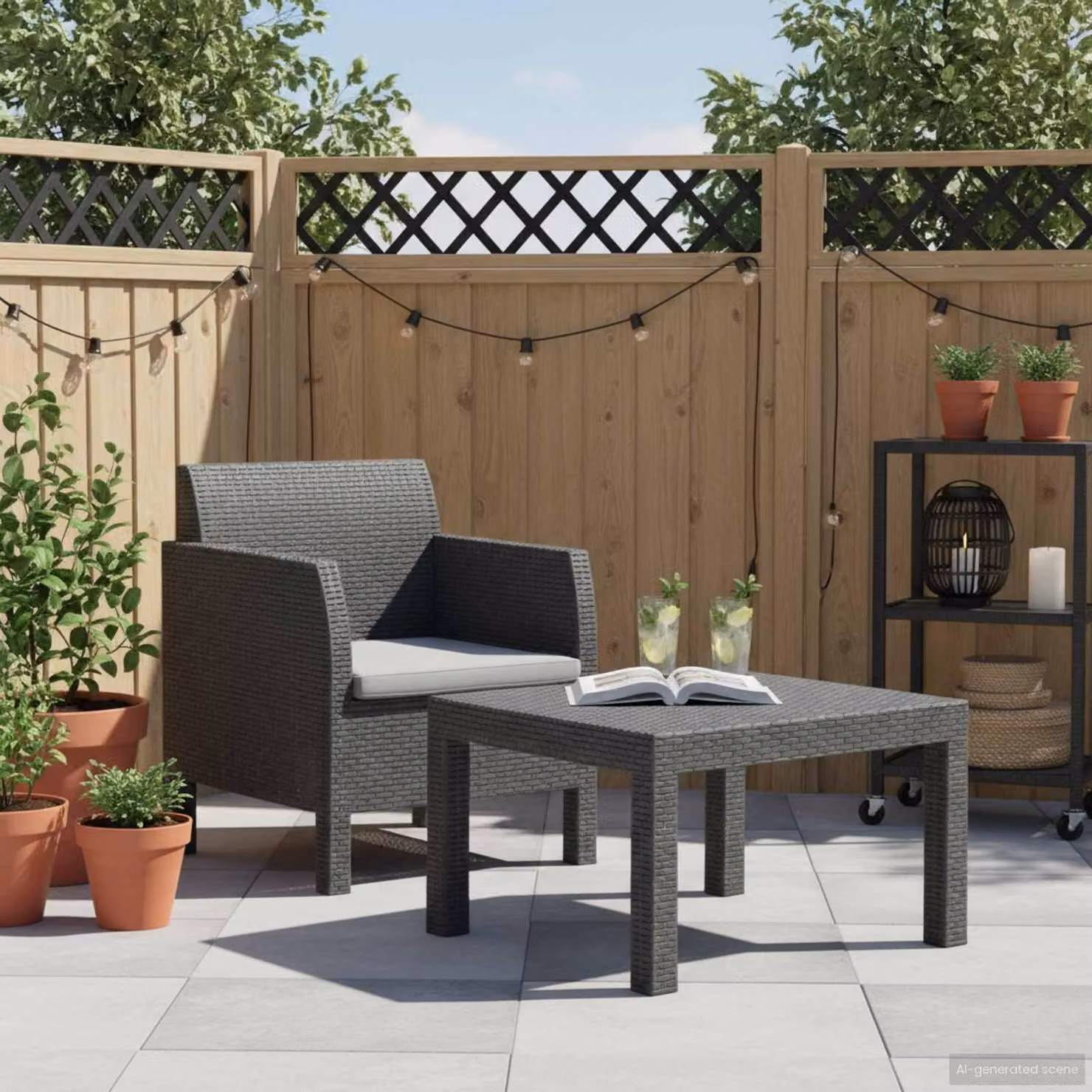 Maison Exclusive - Set da giardino a 2 pezzi con cuscini in rattan PP antracite