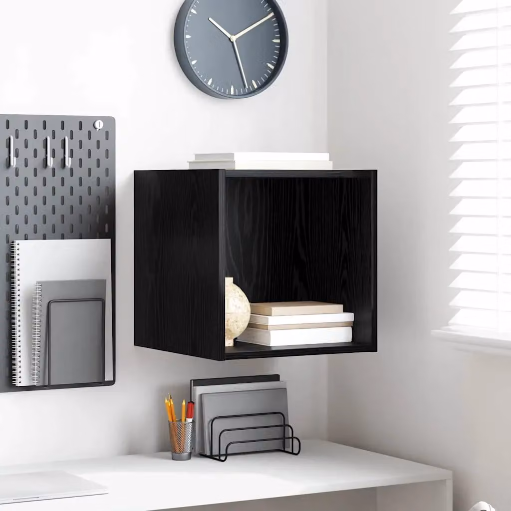 Armadietto a muro vidaXL in MDF Rovere Nero con ripiani interni, L/P/H: 37 x 37 x 37 cm