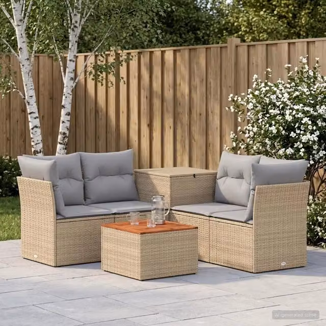 Set di divani 6 pz Beige e Grigio Chiaro 55 x 55 x 37 cm 3447363