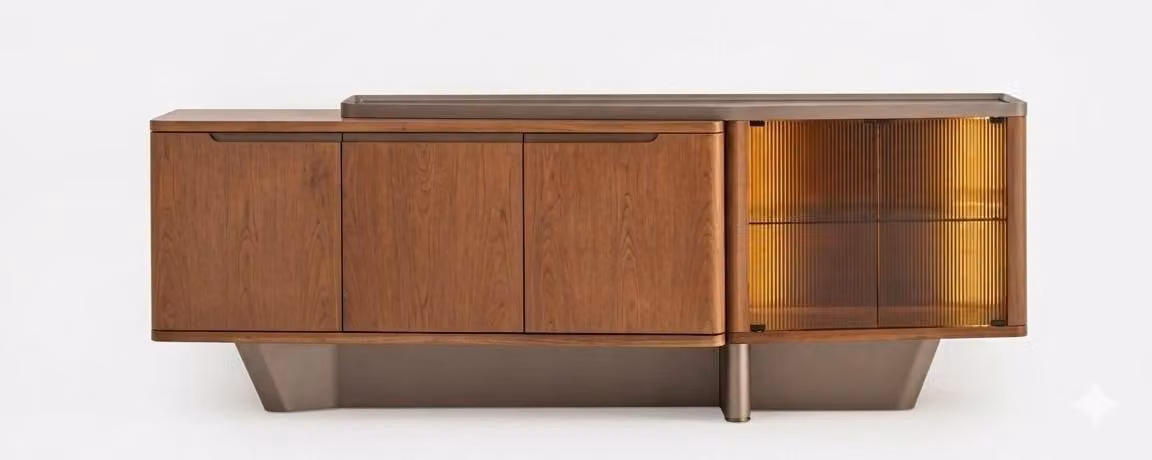 Mobile bar moderno, stile elegante, color marrone, minimalista, di alta qualità, raffinato