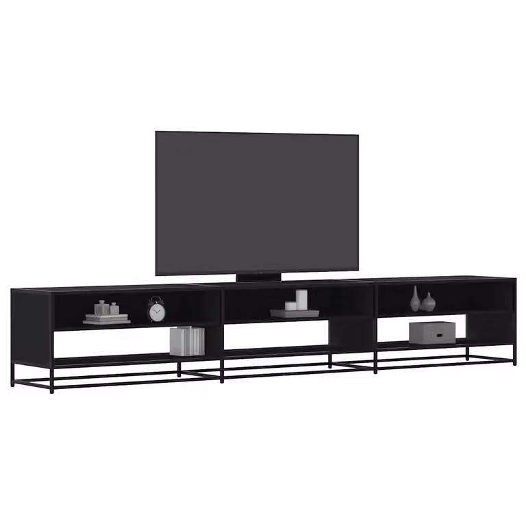 Mobile Porta TV Industrial vidaXL Nero in Legno e Metallo L/P/H: 270 x 40 x 46 cm