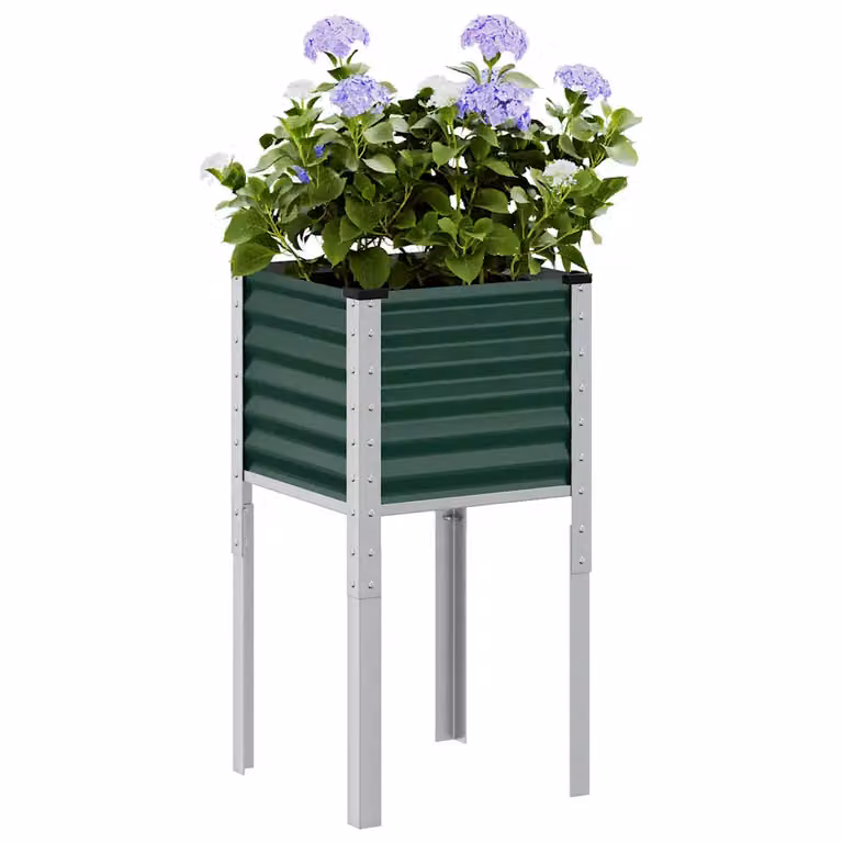 Fioriera da giardino vidaXL in acciaio verde L/P/H: 45 x 45 x 88 cm