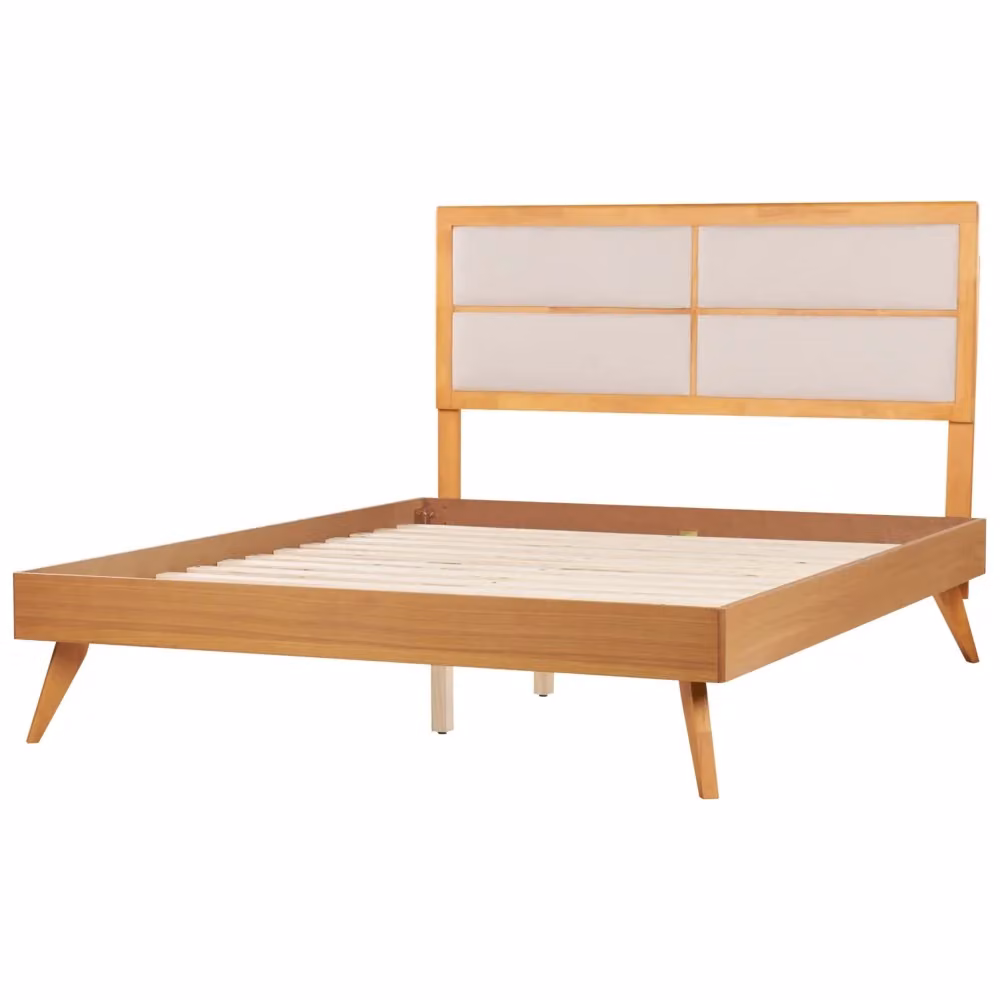 Letto Beliani in legno di frassino e MDF marrone con testata imbottita e design moderno L/P: 160 x 200 cm – 2