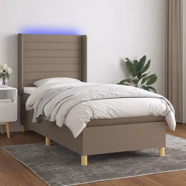 Letto a molle con materasso vidaXL in tessuto beige con illuminazione LED e porta USB L/P/H: 80 x 200 x 83 cm