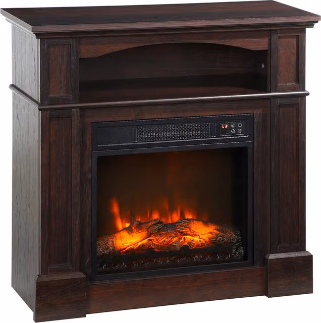 Camino elettrico HOMCOM con effetto fiamme, LED regolabile e telecomando, 1800 W, marrone, L 80,5 x P 32,3 x H 80,5 cm