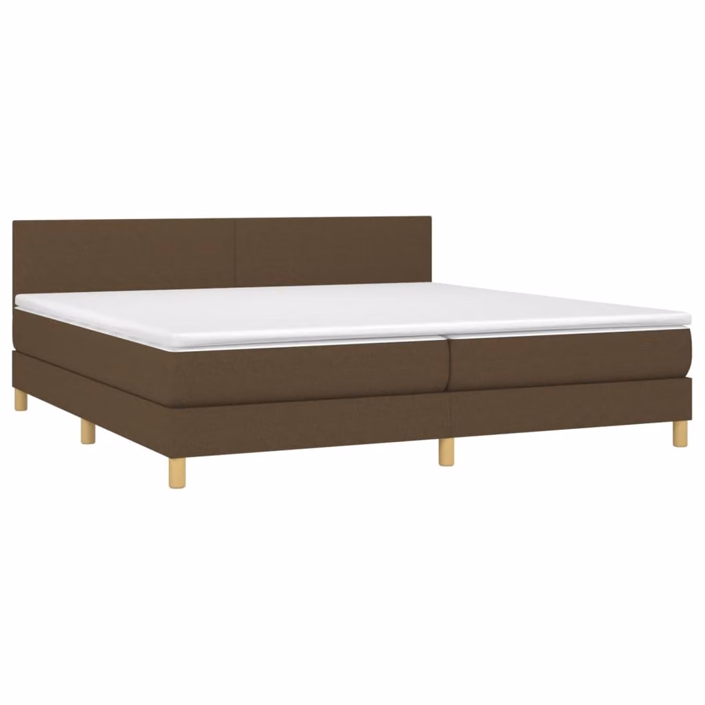 Giroletto a Molle con Materasso Marrone Scuro 200x200cm Tessuto