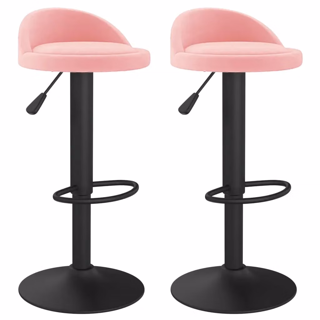 Set di 2 sgabelli da bar vidaXL in velluto rosa con seduta girevole a 360 gradi – 2