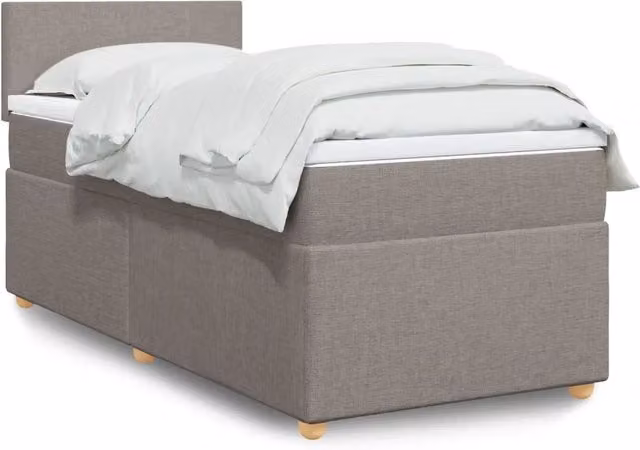 Letto a molle con materasso vidaXL in tessuto beige e grigio L/P/H: 90 x 200 x 76,7 cm