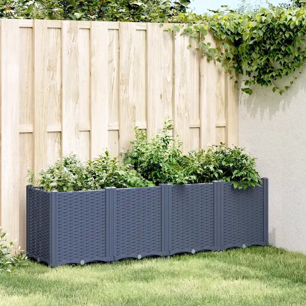 Fioriera a cassetta per giardino e orto in plastica Grigio Blu L: 160 cm, P: 40 cm, H: 53 cm – 2