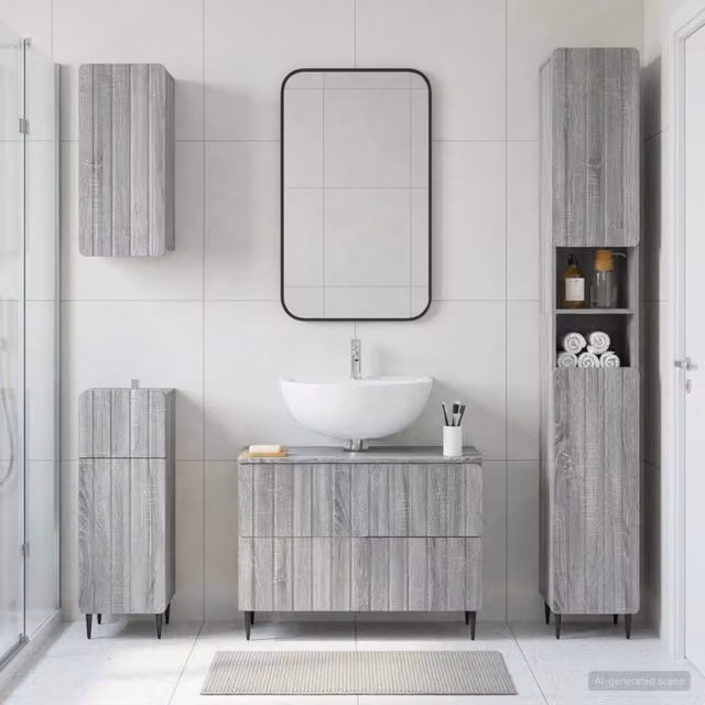 Set di Mobili da Bagno da 4 Pezzi ZWOLLE Sonoma grigio 3417924