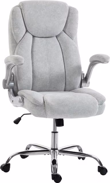 Sedia Ergonomica HOMCOM in Velluto con Braccioli Ribaltabili, Bianco Crema