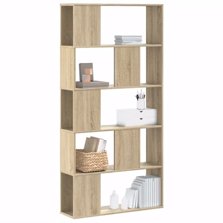 Libreria moderna vidaXL con 5 ripiani in legno color rovere, L: 80,5 cm, P: 23,5 cm, H: 162,5 cm