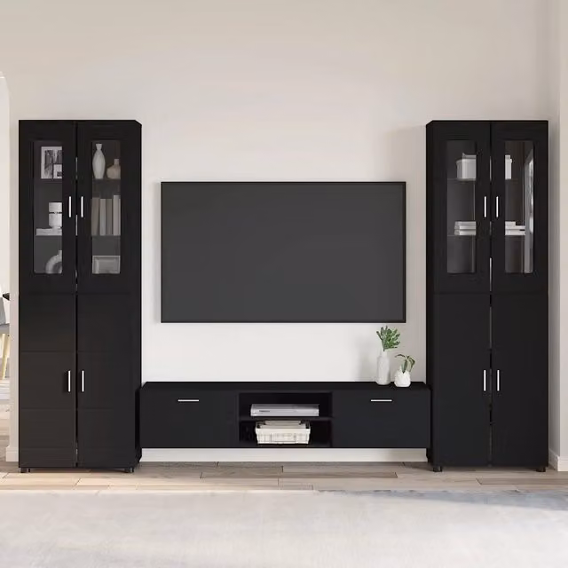 Set mobile TV FLORIN 3 pz Nero Legno ingegnerizzato 3397995