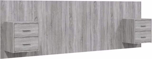 Testiera | Testata Letto con Comodini in Legno Multistrato Grigio Sonoma