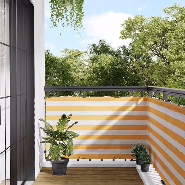 vidaXL Paravento per Balcone in Poliestere e Alluminio, Giallo e Bianco, L: 1000 cm, H: 90 cm
