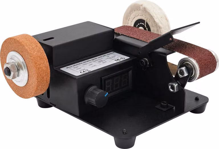Mini levigatrice a nastro, display LCD, regolazione della velocità regolabile, nero