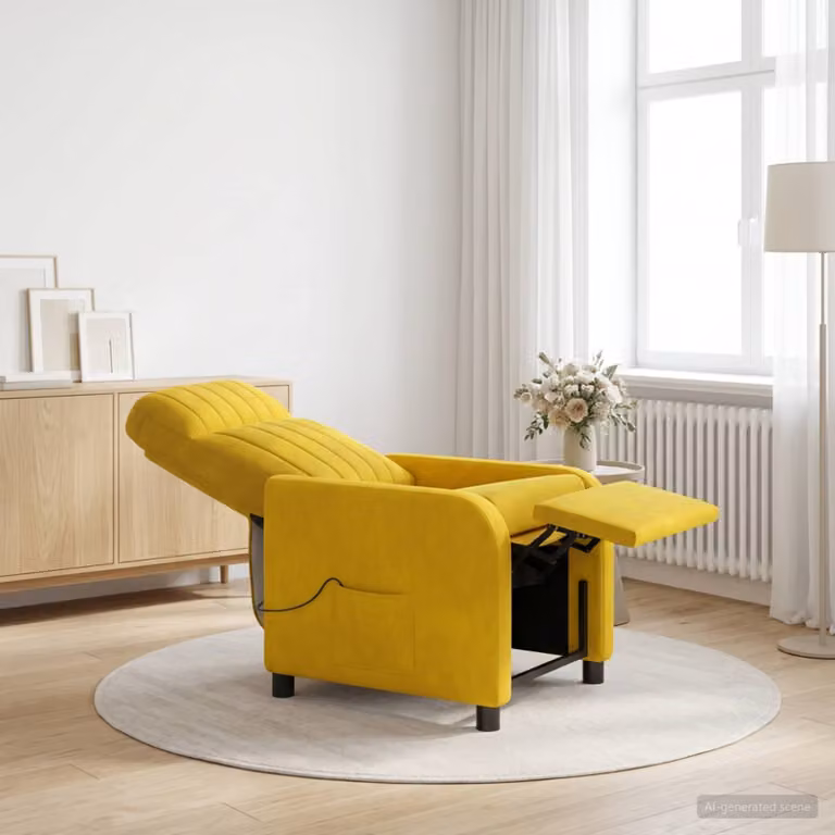vidaXL Poltrona Relax Recliner in Velluto Giallo con Braccioli e Struttura Moderna