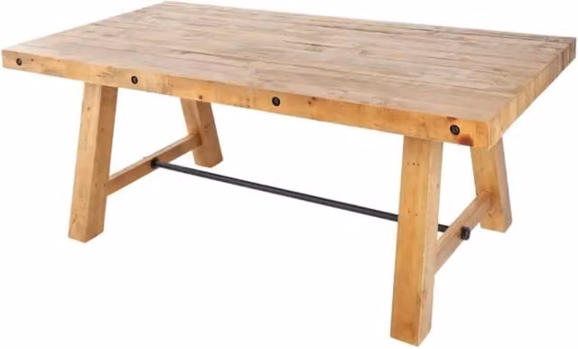 Tavolo da pranzo RANCHO 165 cm – Piano in legno di pino riciclato verniciato – Stile rustico e accogliente