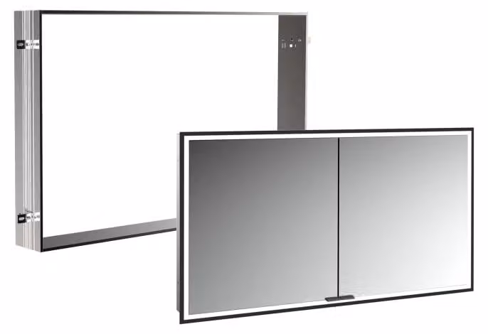 Specchio da bagno Kronenbach Cube 2.0, dimensioni 120 cm, con telaio integrato, 2 ante