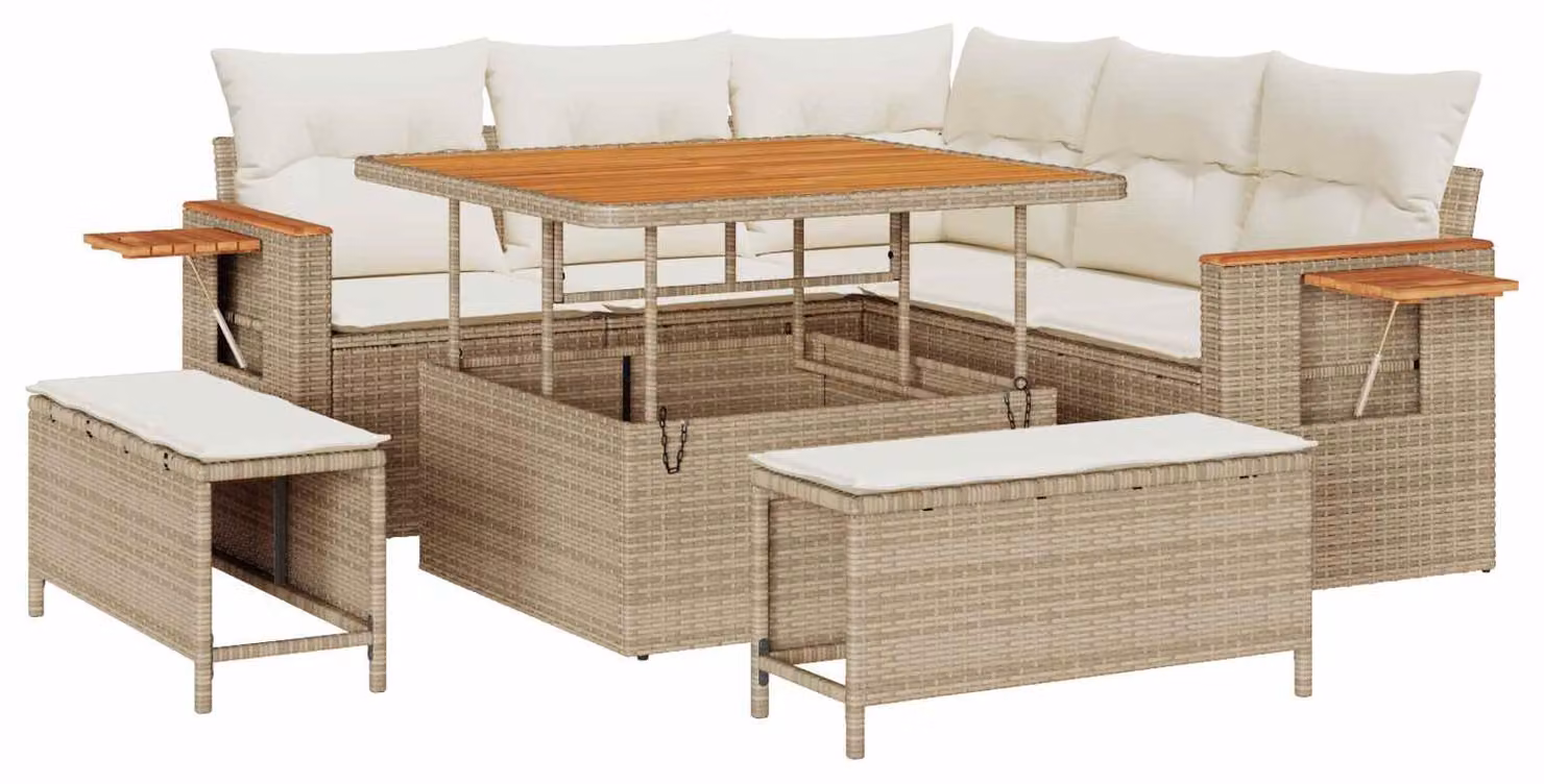 Set Divano da Giardino 8 pcs Beige polyrattan