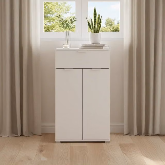 Armadietto Bianco The White Stone con 2 Ante e Cassetti Interni in MDF per Camera o Bagno L/P/H: 60 x 38 x 105 cm