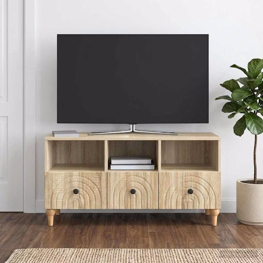 Mobile TV vidaXL in legno ingegnerizzato Rovere Sonoma, L 102 x P 34,5 x H 50 cm