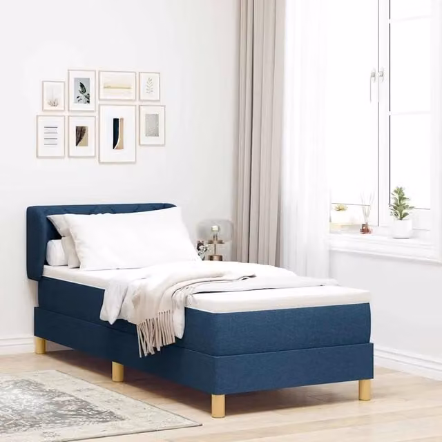 Letto a molle con testiera blu vidaXL L/P: 80 x 200 cm