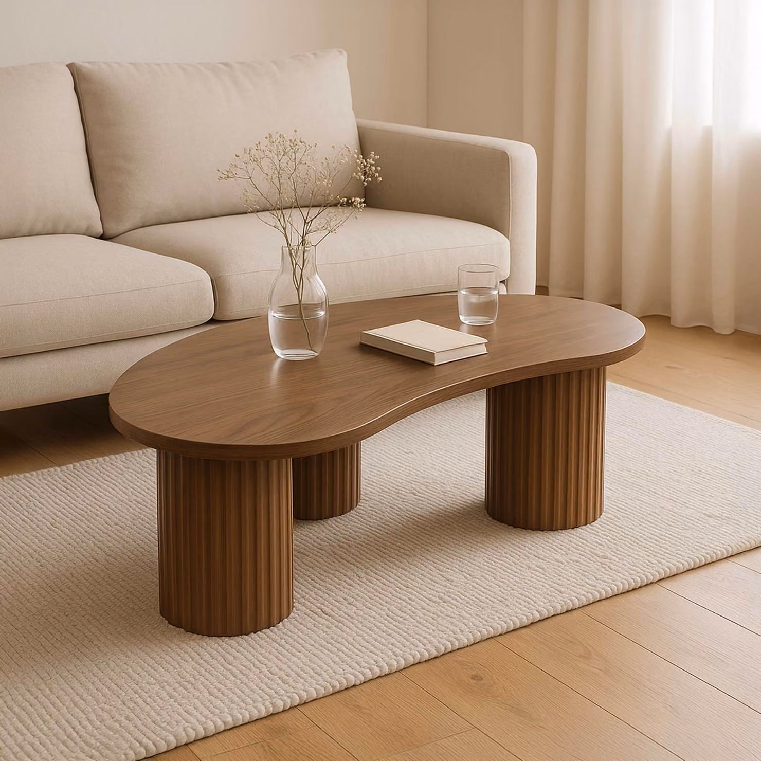 Tavolino effetto legno con decoro in melaminico marrone - Oviala Maeve