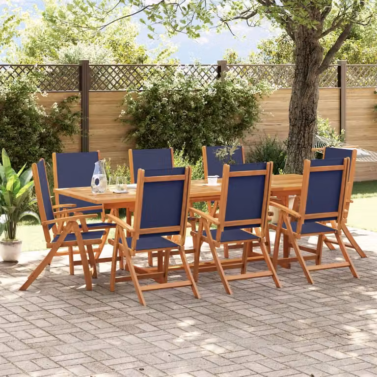 Maison Exclusive - Set da pranzo da giardino da 9 pezzi in legno massello di acacia e Textilene