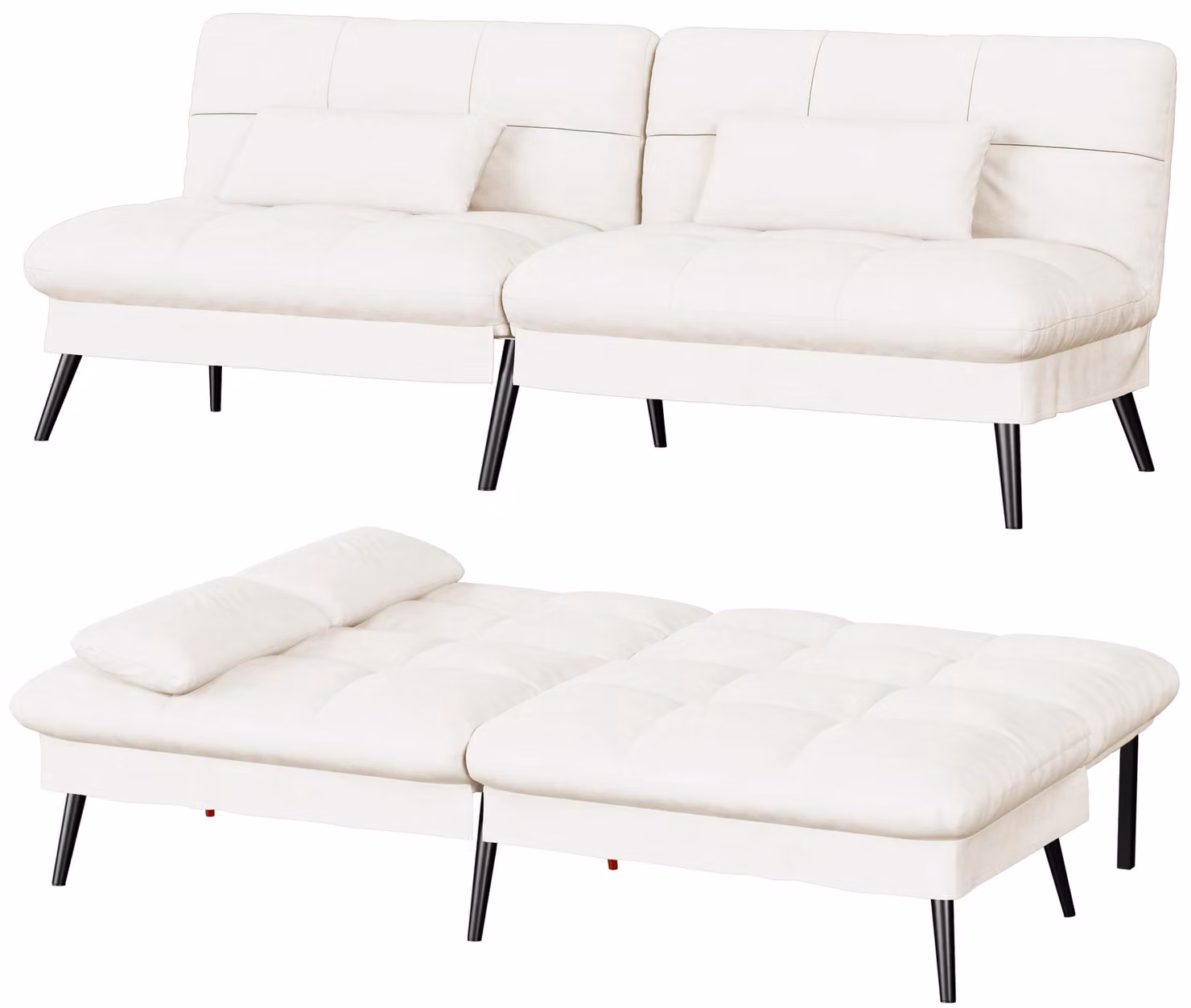 COMHOMA Divano letto con funzione letto, copertura divano futon pieghevole, divano letto, divano angolare, divano letto per ospiti, divano a 3 posti, con schienale regolabile