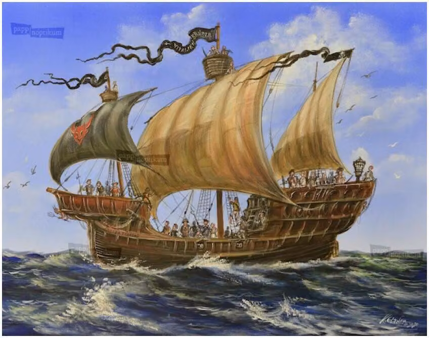 Calendario dell'Avvento dei pirati con il motivo del "Diavolo Rosso" di Störtebeker, 38x27 cm
