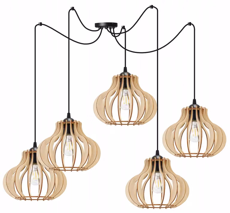 Lampada a sospensione, lampadario da soffitto, legno, paralume LED