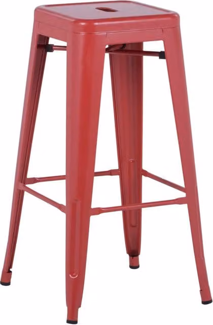 Set di 5 Sgabelli Bar Elisabeth Rosso 42x42x76