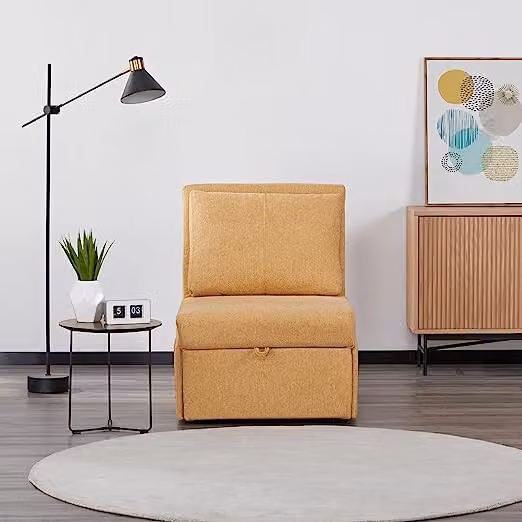 Poltrona Pouf Letto Singolo con Materasso SOFY Giallo