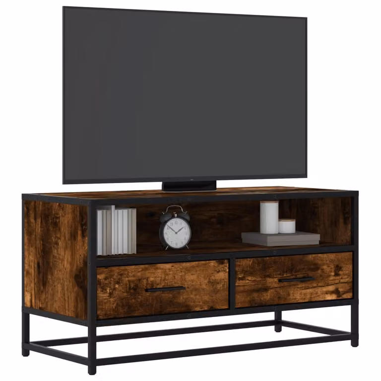 Mobile TV vidaXL in stile industriale in legno multistrato e metallo, colore marrone, L 80 cm x P 34,5 cm x H 40 cm