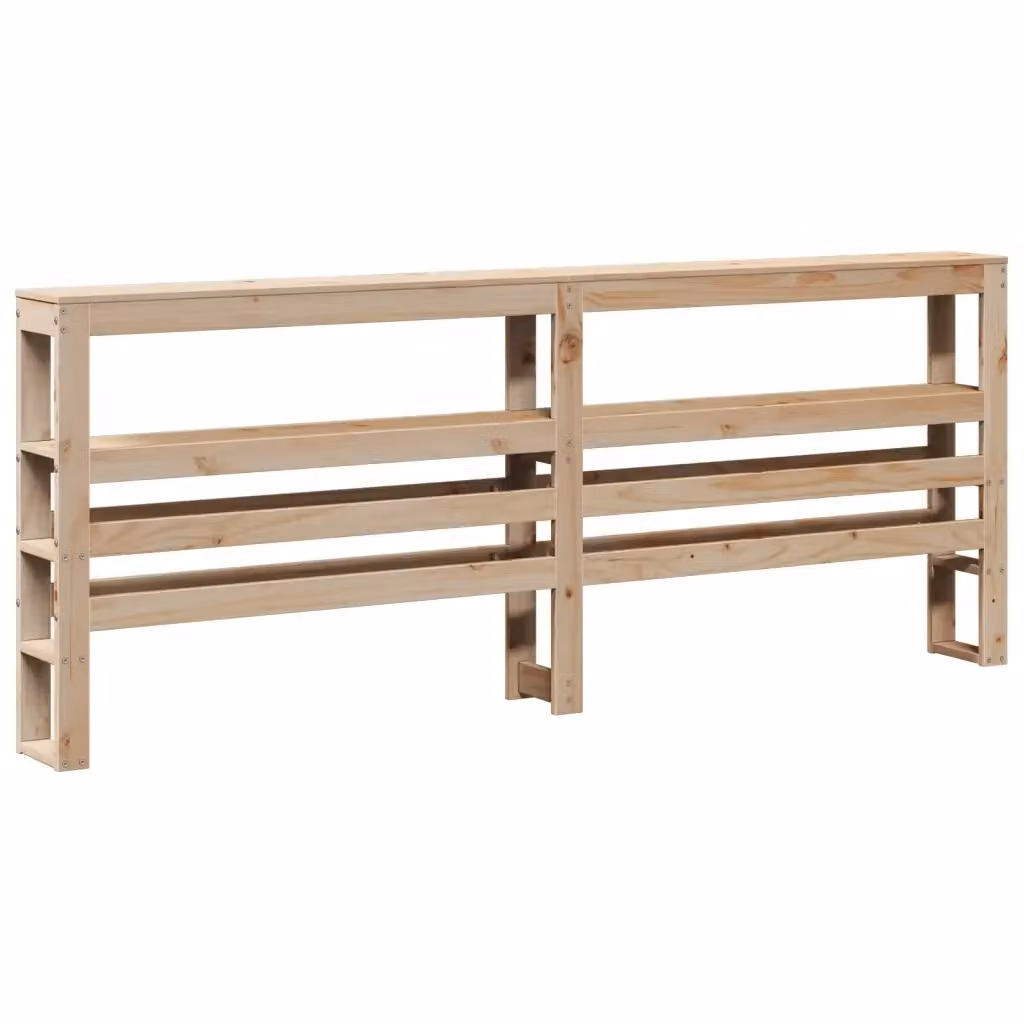 vidaXL Testiera con Ripiani Integrati in Legno Massello di Pino Marrone per Letto 180x200 cm – 2