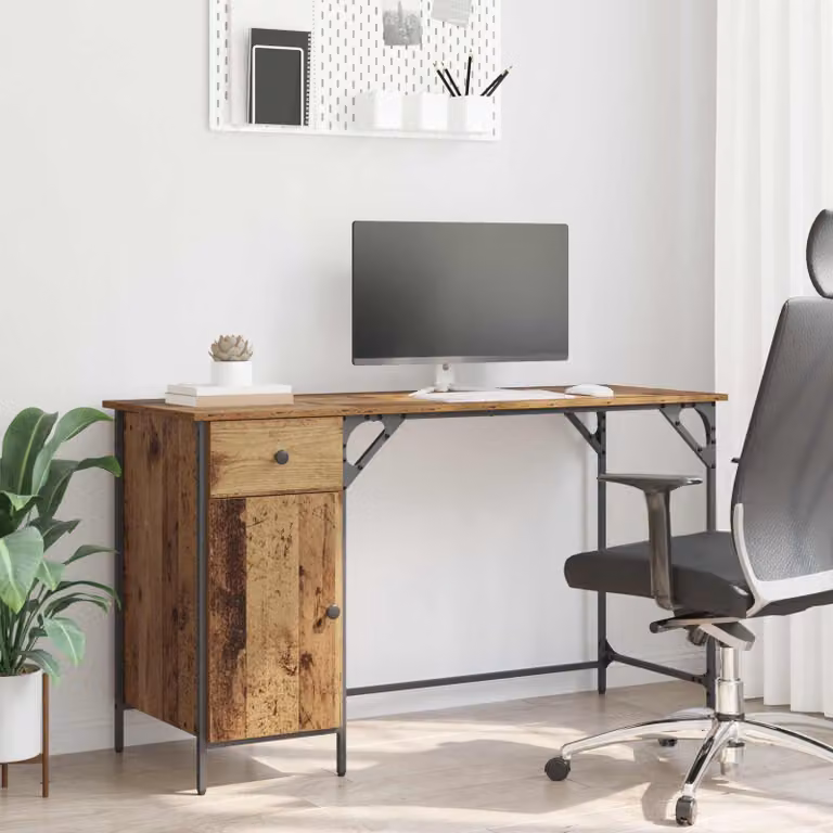 Scrivania per computer vidaXL in legno effetto rustico marrone L: 131 cm, P: 48 cm, H: 75 cm