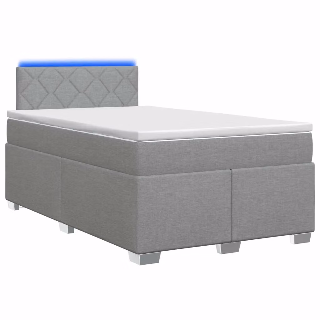 Letto Box Spring vidaXL con Materasso Ibrido, Illuminazione LED e Porte USB, Grigio e Bianco, L/P/H: 140 x 120 x 88 cm – 2