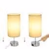 ZMH set di 2 lampade da comodino touch white vintage E27 cromo con funzione di ricarica USB bianco caldo da tavolo dimmerabile con paralume in tessuto per camera da letto