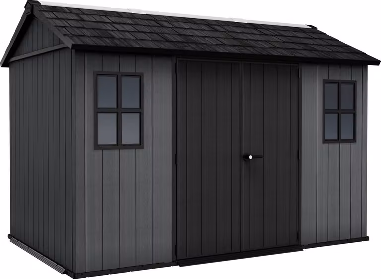 Casetta da giardino Keter Newton 1175 - 230x350x246 cm - Tetto a due falde - Plastica - Grigio - Effetto legno naturale