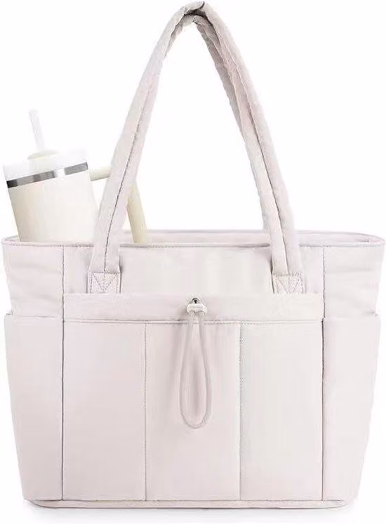Borsa da viaggio e da lavoro con scomparto per laptop, portabicchieri e custodia protettiva - Bianco.