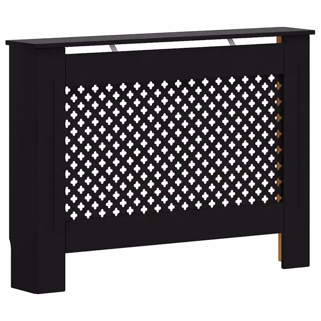Copertura per radiatore VIDAXL nera in MDF con design geometrico moderno, L 112 cm x P 19 cm x H 81 cm – 2